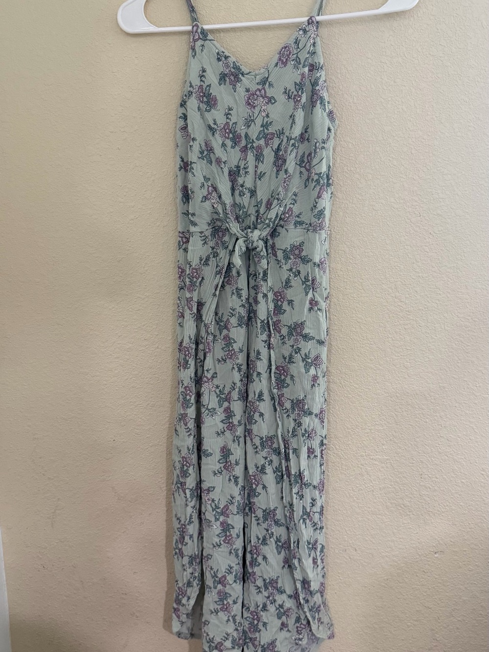 art class Sage Green Floral One-Piece Romper with Purple Print